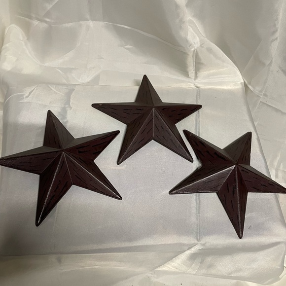 Other - Set of Three Wooden 3D Stars - Deep Mahogany